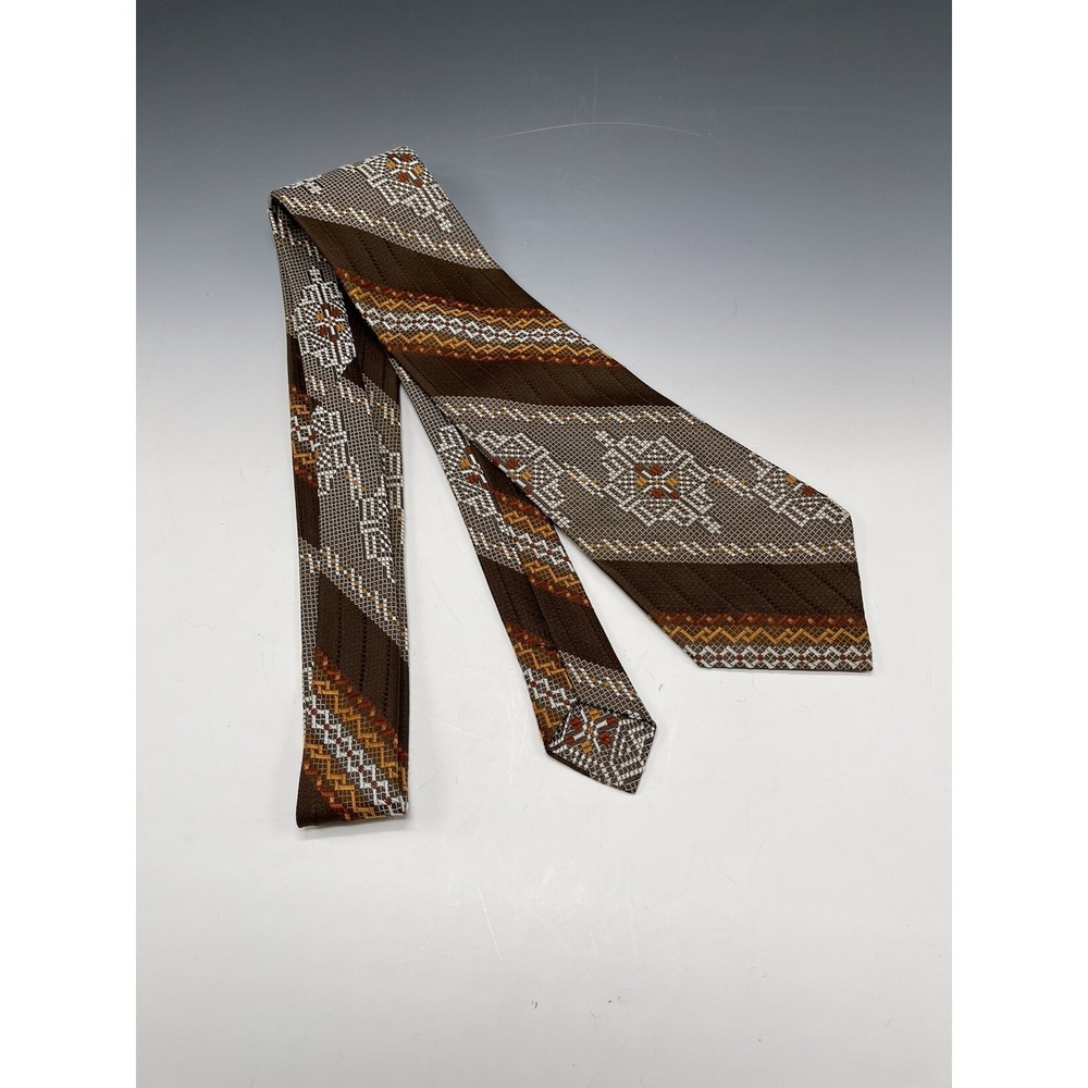Vintage SUPERBA Men's‎ Neck Tie DACRON Disco 1960's Classic Brown